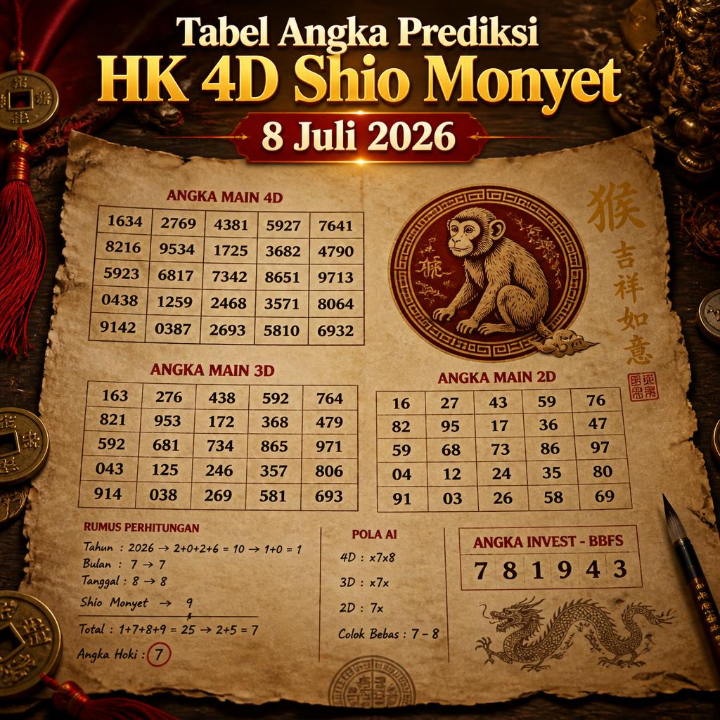Prediksi Togel HK 4D Hari ini Shio Monyet Paling Mengejutkan